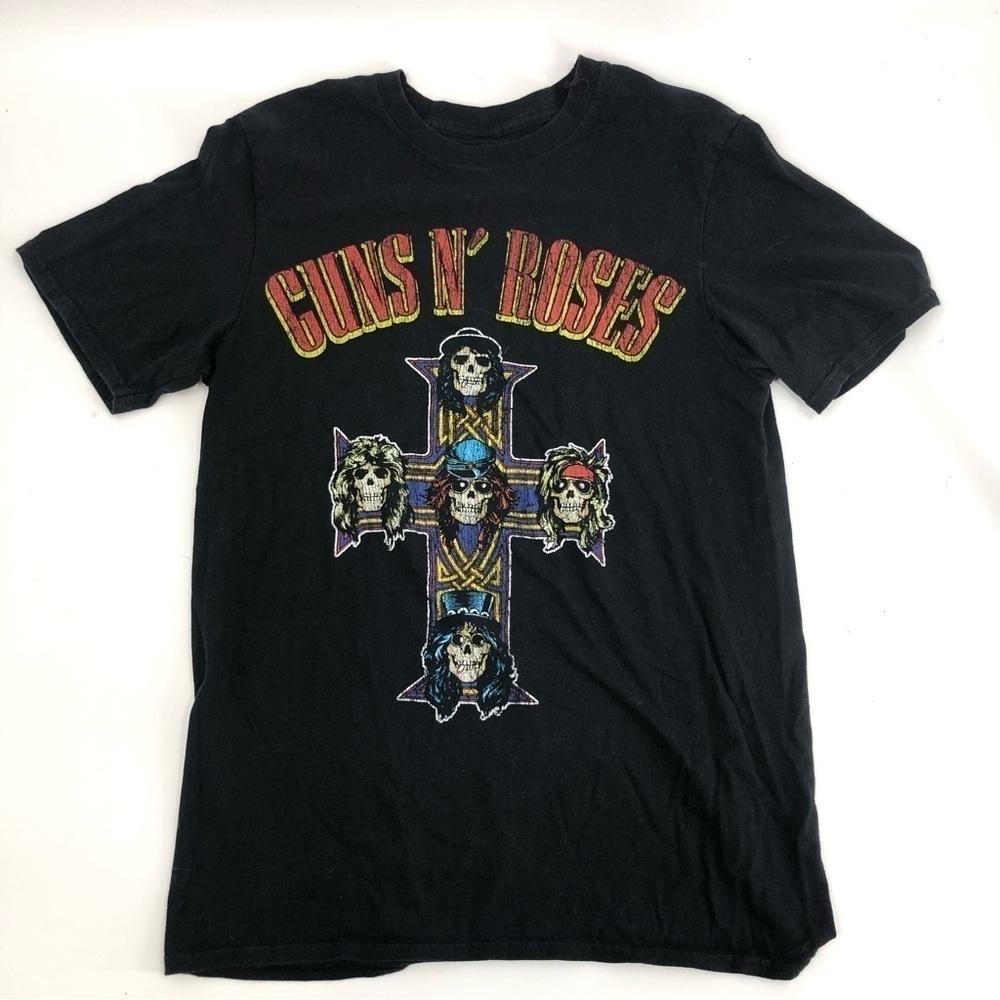 Guns N Roses Graphic Tee Shirt Band Rock Cotton Cross Skulls Goth Size Medium